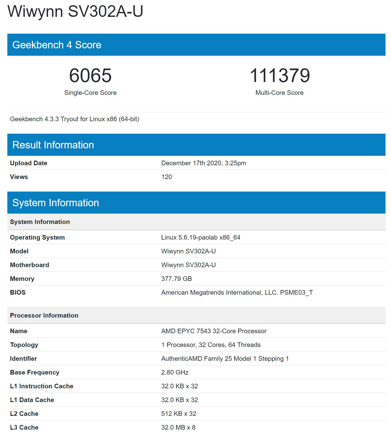 Geekbench 4 EPYC 7543